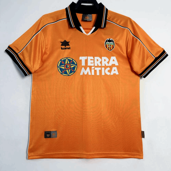 1999-01 Valencia CF 2001-2002 Retro Away Soccer Jersey