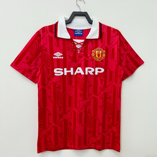 Manchester United 1992-1994 Home Retro Jersey | Classic Red Football Shirt with Lace-Up Collar | Umbro Vintage Replica