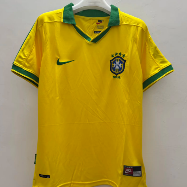 1997BRAZIL HOME YELLOW JERSEY RONALDO RONALDINHO ROBERTO CARLOS STAR VERSION