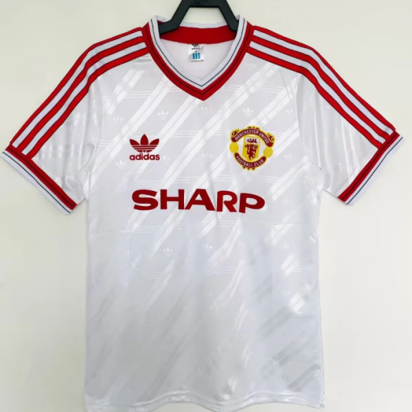 86-88Manchester United Retro Jersey George Best #11 Vintage Away White/Red Soccer Shirt
