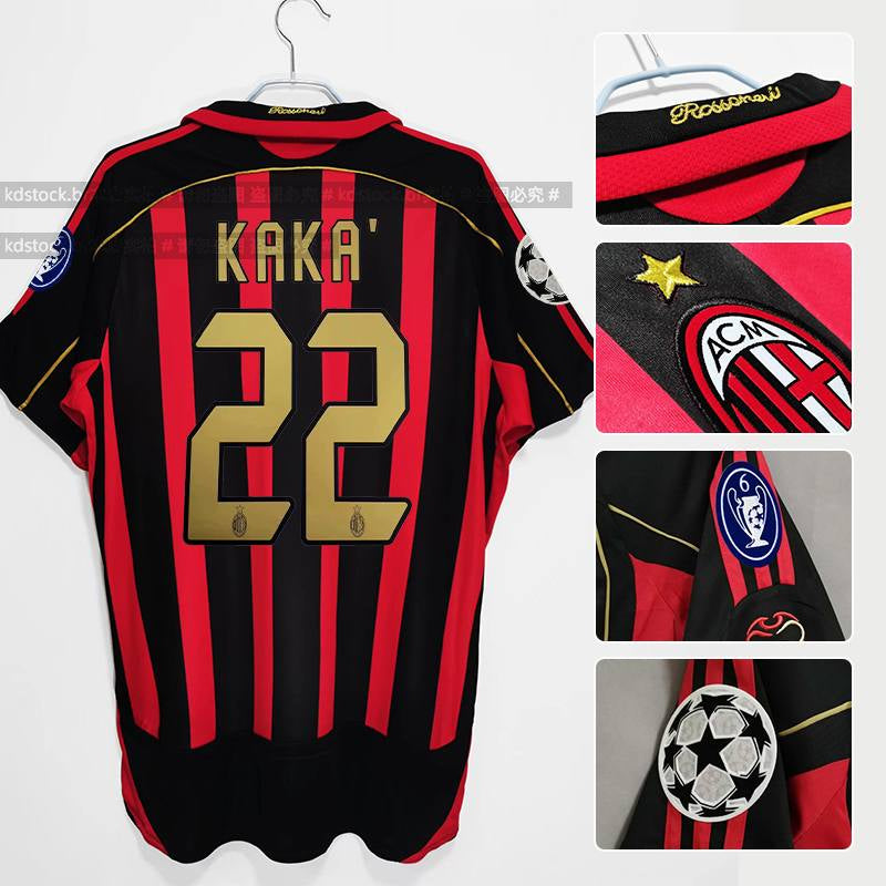 2006-2007 AC Milan Home Retro Soccer Jersey | KAKA #22 | Champions League Edition