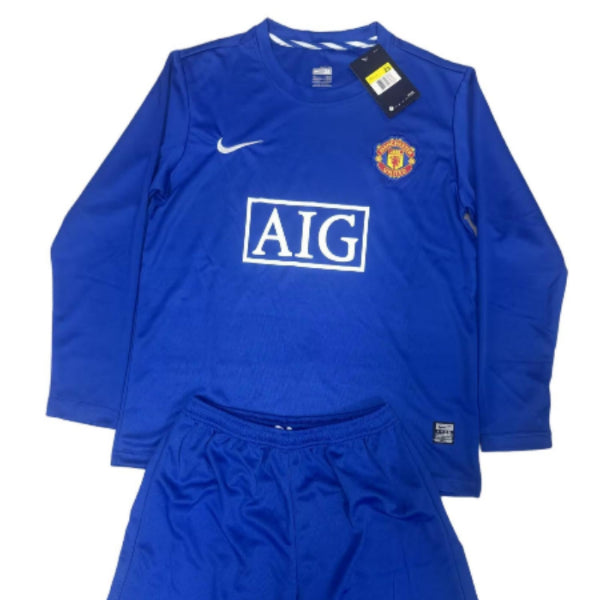 07-08 Manchester United Blue Kids' Football Jersey - Quick-Drying Sports Shirt, Youth Version